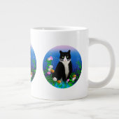Tuxedo Cat met Flowers Mok (Rechts)