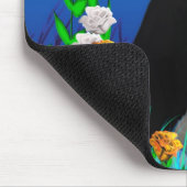 Tuxedo Cat met Flowers Mousepad Muismat (Hoek)