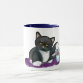 Tuxedo Cat met koekjes en melk Mok (Midden)