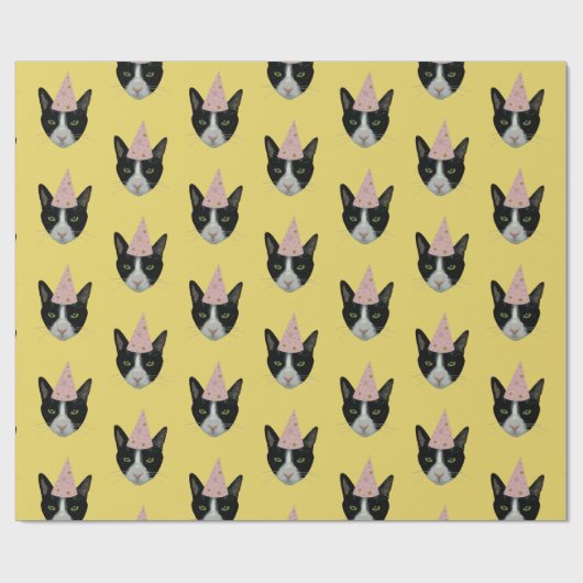 Tuxedo Cat met partijPet Cadeaupapier (Vlak)