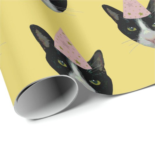 Tuxedo Cat met partijPet Cadeaupapier (Rol Hoek)