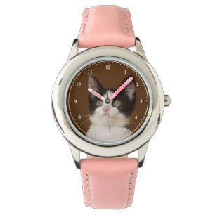 Tuxedo Cat met stafpersoneel Horloge