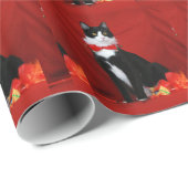 Tuxedo Cat met Stropdas van de Rode Bow Cadeaupapier (Rol Hoek)