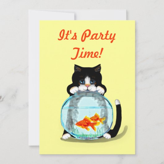 Tuxedo Cat met visuitnodiging Kaart (Voorkant)