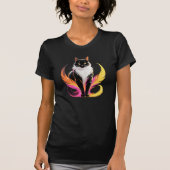 Tuxedo Cat Neon Feathers Pop Art T-shirt (Voorkant)