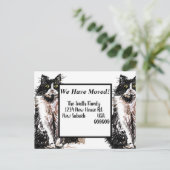 Tuxedo Cat New Address Briefkaart, we gaan verder  Briefkaart (Staand voorkant)