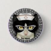 Tuxedo Cat Nurse pin Ronde Button 5,7 Cm (Voorkant)