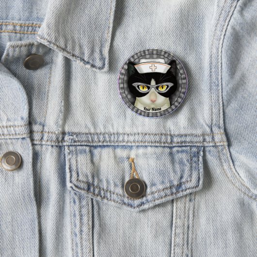 Tuxedo Cat Nurse pin Ronde Button 5,7 Cm (In situ)