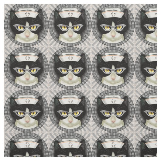 Tuxedo Cat Nurse Stof (Swatch)