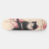 Tuxedo Cat op Cherry Blossom Japanse esthetiek Persoonlijk Skateboard (Horizontaal)