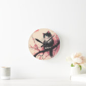 Tuxedo Cat op Cherry Blossom Japanse esthetiek Ronde Klok (Huis)