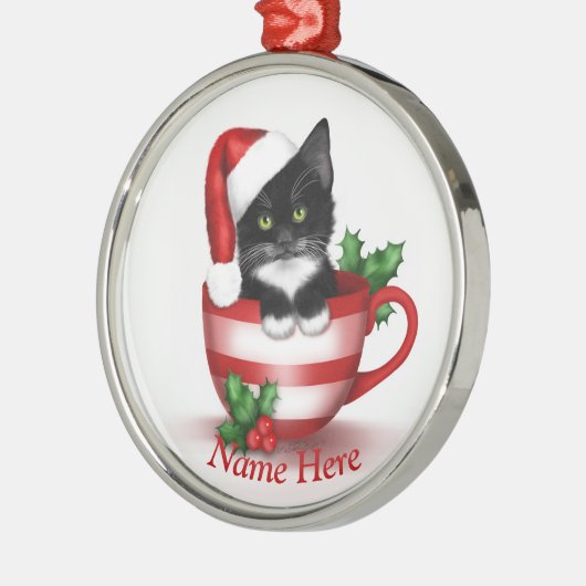 Tuxedo Cat Ornament / Personalized Cat Ornament (Links)