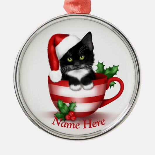 Tuxedo Cat Ornament / Personalized Cat Ornament (Voorkant)