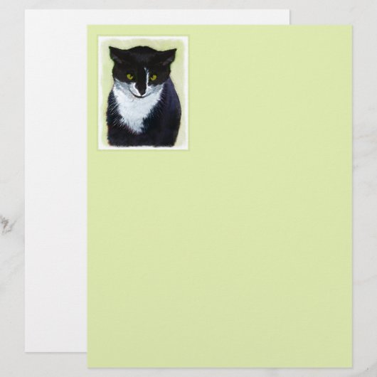 Tuxedo Cat Paining - Kute Original Cat Art (Voorkant / Achterkant)