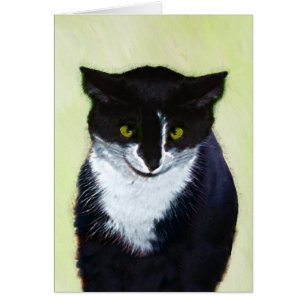 Tuxedo Cat Paining - Kute Original Cat Art