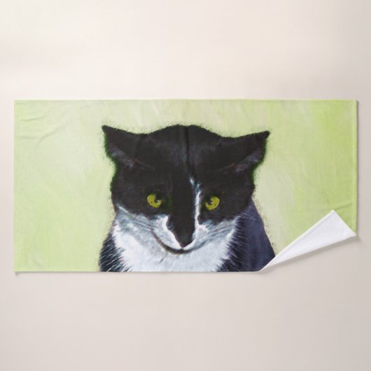 Tuxedo Cat Paining - Kute Original Cat Art Bad Handdoek (Badhanddoek)