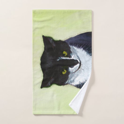 Tuxedo Cat Paining - Kute Original Cat Art Bad Handdoek (Handdoek)