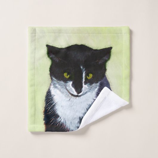 Tuxedo Cat Paining - Kute Original Cat Art Bad Handdoek (Wasdoekje)