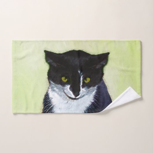 Tuxedo Cat Paining - Kute Original Cat Art Bad Handdoek (Handdoek)