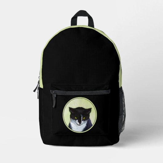 Tuxedo Cat Paining - Kute Original Cat Art Bedrukte Rugzak (Voorkant)