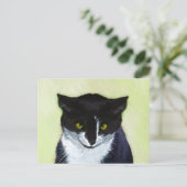 Tuxedo Cat Paining - Kute Original Cat Art Briefkaart (Staand voorkant)