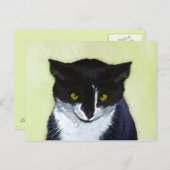 Tuxedo Cat Paining - Kute Original Cat Art Briefkaart (Voorkant / Achterkant)