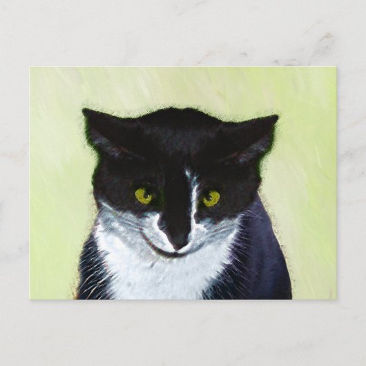 Tuxedo Cat Paining - Kute Original Cat Art Briefkaart (Voorkant)