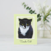 Tuxedo Cat Paining - Kute Original Cat Art Briefkaart (Staand voorkant)