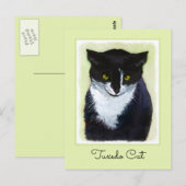 Tuxedo Cat Paining - Kute Original Cat Art Briefkaart (Voorkant / Achterkant)