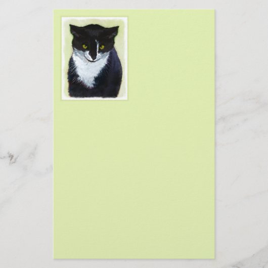 Tuxedo Cat Paining - Kute Original Cat Art Briefpapier (Voorkant)