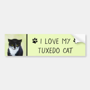 Tuxedo Cat Paining - Kute Original Cat Art Bumpersticker