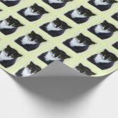 Tuxedo Cat Paining - Kute Original Cat Art Cadeaupapier (Hoek)