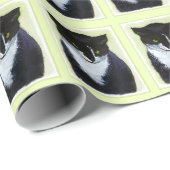 Tuxedo Cat Paining - Kute Original Cat Art Cadeaupapier (Rol Hoek)