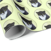 Tuxedo Cat Paining - Kute Original Cat Art Cadeaupapier (Rol Hoek)