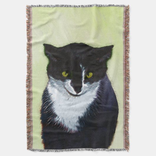 Tuxedo Cat Paining - Kute Original Cat Art Deken (Voorkant Verticaal)