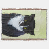 Tuxedo Cat Paining - Kute Original Cat Art Deken (Voorkant)
