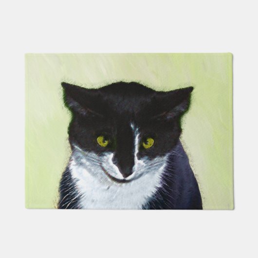 Tuxedo Cat Paining - Kute Original Cat Art Deurmat (Voorkant)