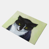 Tuxedo Cat Paining - Kute Original Cat Art Deurmat (Schuin)