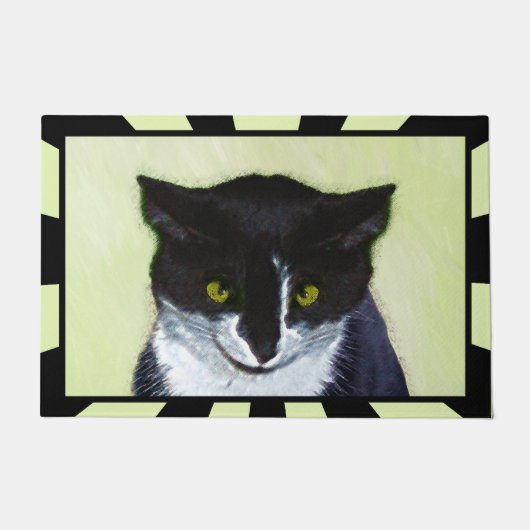 Tuxedo Cat Paining - Kute Original Cat Art Deurmat (Voorkant)