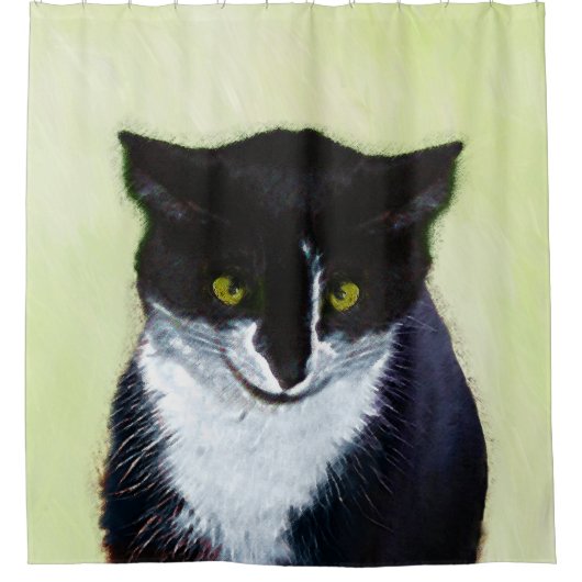 Tuxedo Cat Paining - Kute Original Cat Art Douchegordijn (Voorkant)
