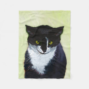 Tuxedo Cat Paining - Kute Original Cat Art Fleece Deken
