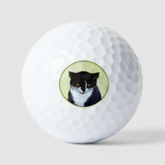 Tuxedo Cat Paining - Kute Original Cat Art Golfballen (Voorkant)