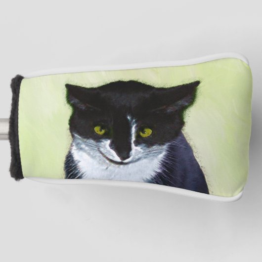 Tuxedo Cat Paining - Kute Original Cat Art Golfheadcover (Voorkant)