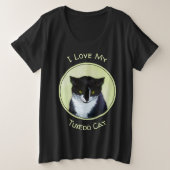 Tuxedo Cat Paining - Kute Original Cat Art Grote Maat T-shirt (Design voorkant)