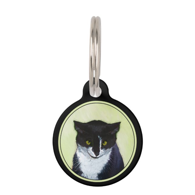 Tuxedo Cat Paining - Kute Original Cat Art Huisdierpenning (Voorkant)