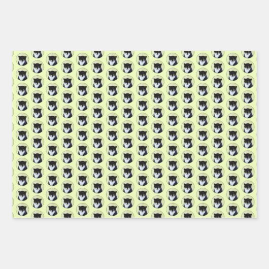 Tuxedo Cat Paining - Kute Original Cat Art Inpakpapier Vel (Voorkant)