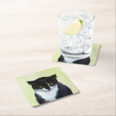 Tuxedo Cat Paining - Kute Original Cat Art Kartonnen Onderzetters (Insitu)