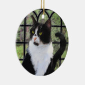 Tuxedo Cat Paining - Kute Original Cat Art Keramisch Ornament (Rechts)