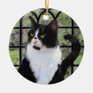Tuxedo Cat Paining - Kute Original Cat Art Keramisch Ornament