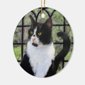 Tuxedo Cat Paining - Kute Original Cat Art Keramisch Ornament (Links)